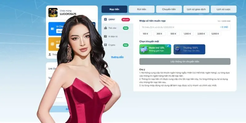 Các bước trong quy trình nạp tiền 8LIVE chi tiết